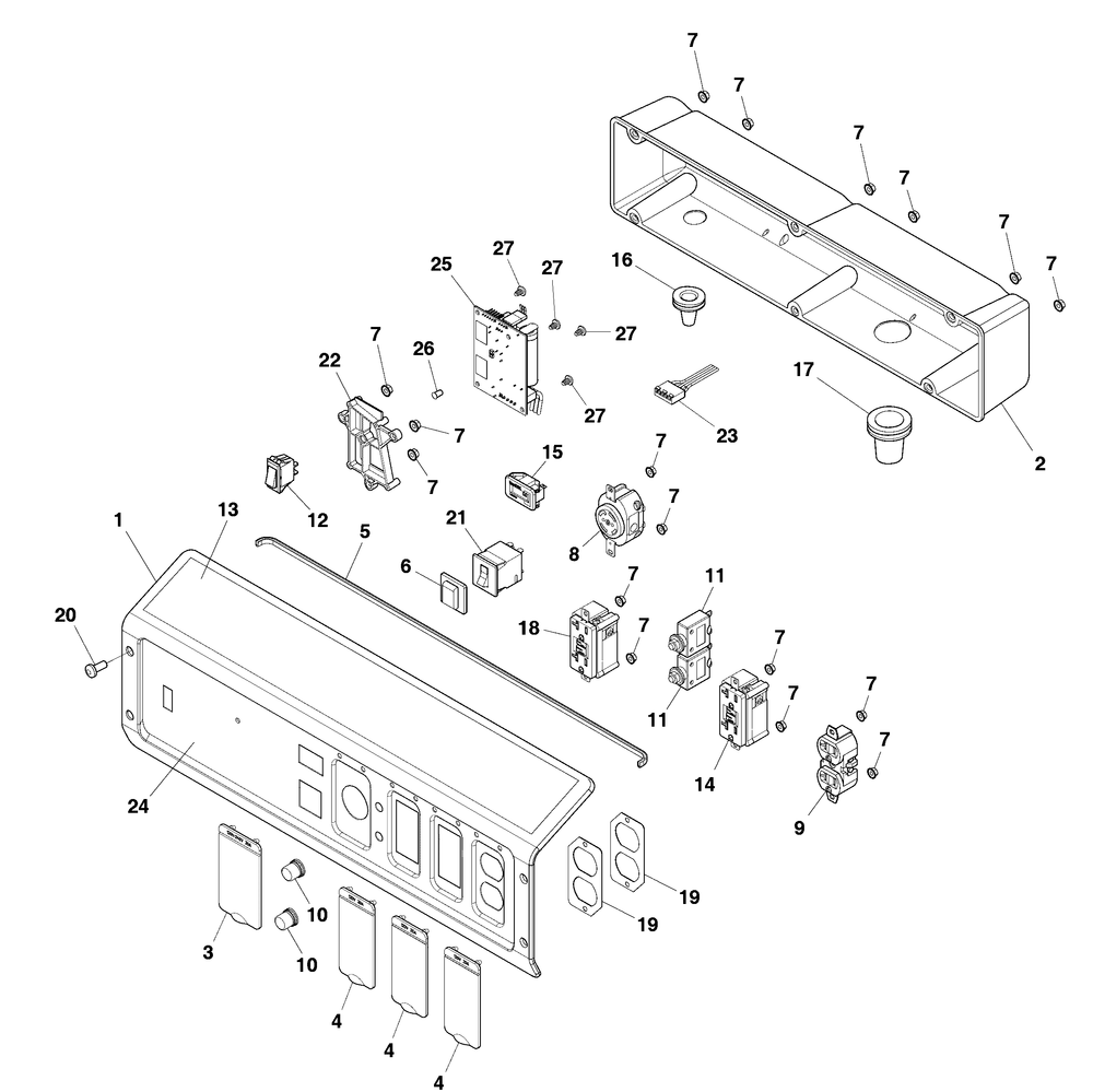 Control Panel Diagram and Parts List for 030737-01  Briggs and Stratton Generator